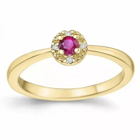 robijn briljant ring in 14 karaat goud 0,147 ct 0,02 ct