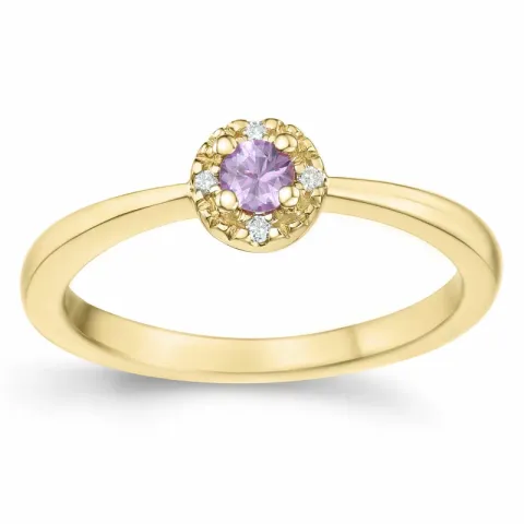 pink saffier diamant ring in 14 karaat goud 0,147 ct 0,02 ct