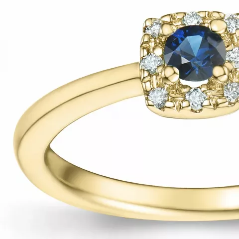 saffier diamant ring in 14 karaat goud 0,147 ct 0,04 ct