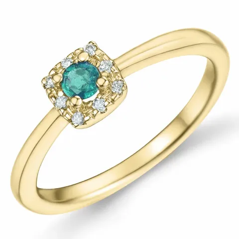 smaragd diamant ring in 14 karaat goud 0,133 ct 0,04 ct