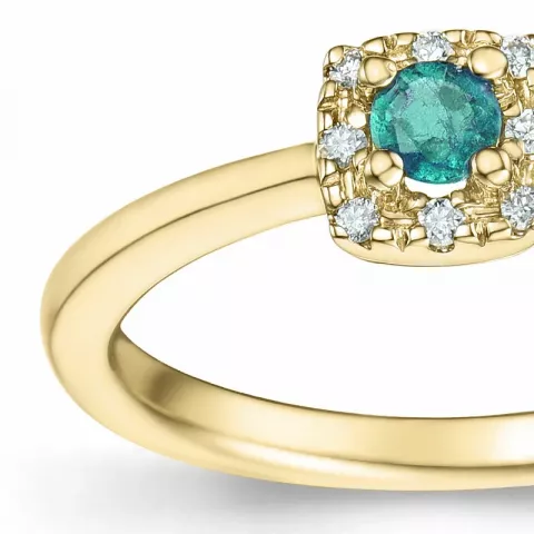 smaragd diamant ring in 14 karaat goud 0,133 ct 0,04 ct