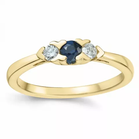 saffier diamant ring in 14 karaat goud 0,234 ct 0,15 ct
