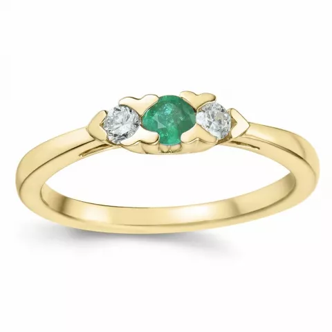 smaragd diamant ring in 14 karaat goud 0,207 ct 0,15 ct