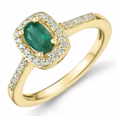 smaragd diamant ring in 14 karaat goud 0,47 ct 0,164 ct
