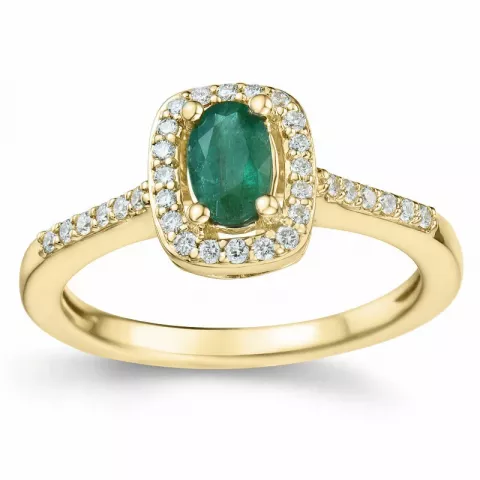 smaragd diamant ring in 14 karaat goud 0,47 ct 0,164 ct