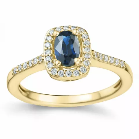 saffier diamant ring in 14 karaat goud 0,65 ct 0,164 ct