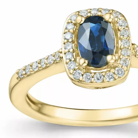 saffier diamant ring in 14 karaat goud 0,65 ct 0,164 ct