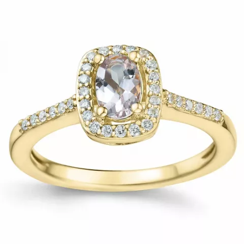 morganiet diamant ring in 14 karaat goud 0,42 ct 0,164 ct