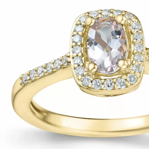 morganiet diamant ring in 14 karaat goud 0,42 ct 0,164 ct