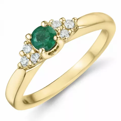 smaragd briljant ring in 14 karaat goud 0,27 ct 0,12 ct