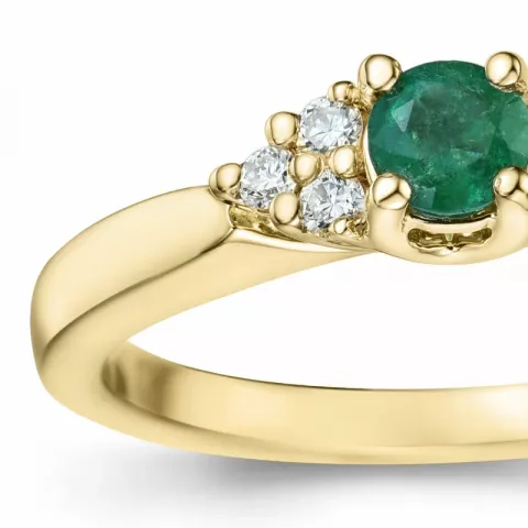 smaragd briljant ring in 14 karaat goud 0,27 ct 0,12 ct