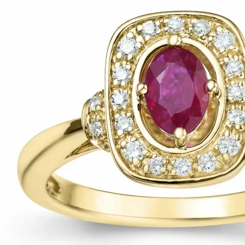 vierkant robijn diamant ring in 14 karaat goud 0.63 ct 0,152 ct