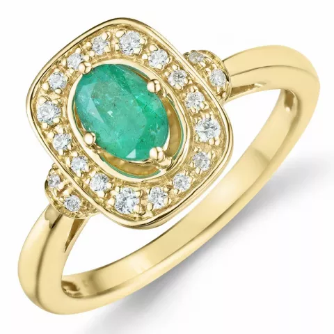 vierkant smaragd diamant ring in 14 karaat goud 0.47 ct 0.152 ct