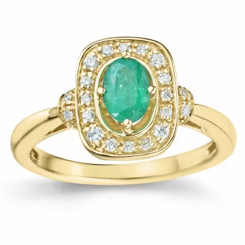 vierkant smaragd diamant ring in 14 karaat goud 0.47 ct 0.152 ct