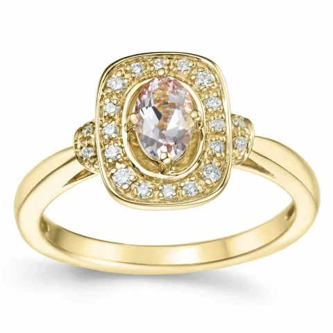 vierkant morganiet diamant ring in 14 karaat goud 0,42 ct 0,152 ct