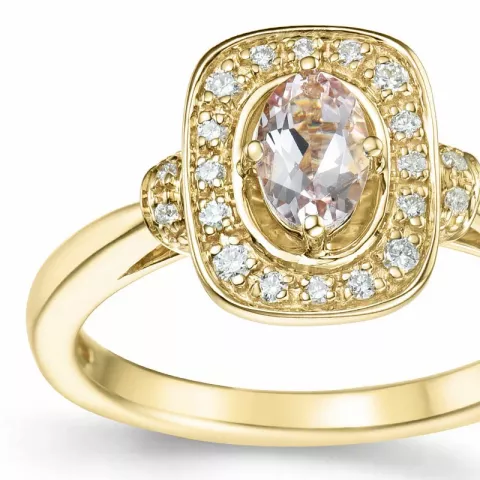 vierkant morganiet diamant ring in 14 karaat goud 0,42 ct 0,152 ct