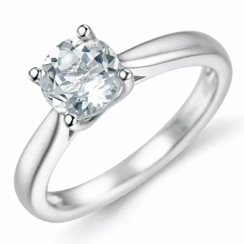 kwarts solitaire ring in 14 karaat witgoud 0,95 ct