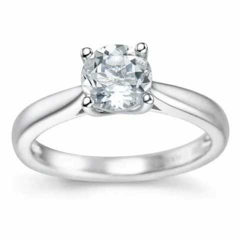 kwarts solitaire ring in 14 karaat witgoud 0,95 ct