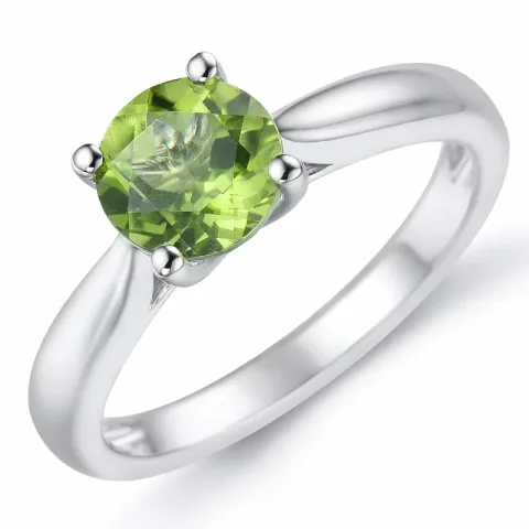 groen peridoot solitaire ring in 14 karaat witgoud 1,27 ct