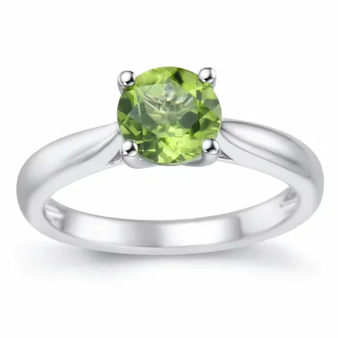 groen peridoot solitaire ring in 14 karaat witgoud 1,27 ct