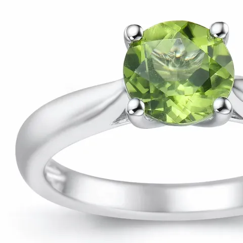 groen peridoot solitaire ring in 14 karaat witgoud 1,27 ct