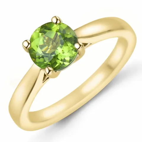 groen peridoot solitaire ring in 14 karaat goud 1,27 ct