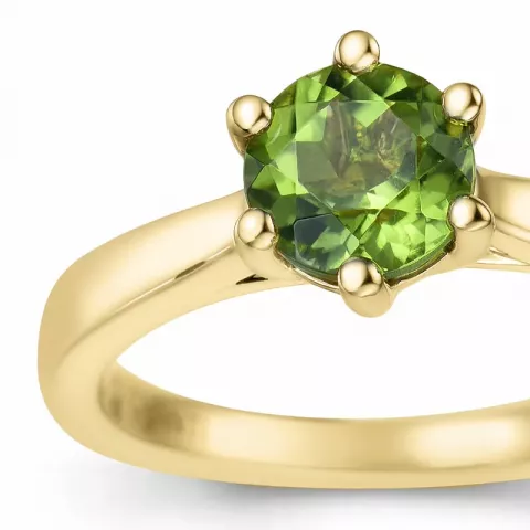 groen peridoot solitaire ring in 14 karaat goud 1,27 ct