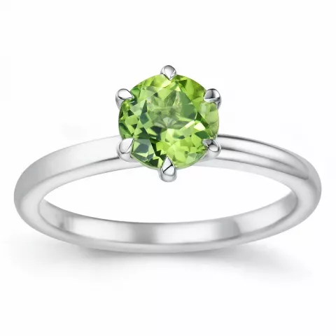 groen peridoot solitaire ring in 14 karaat witgoud 1,27 ct