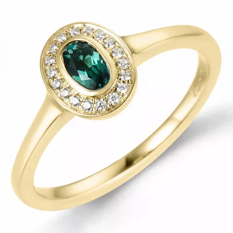 ovale smaragd diamant ring in 14 karaat goud 0,25 ct 0,072 ct
