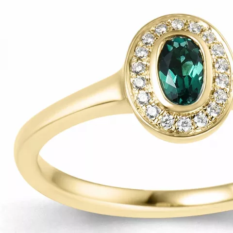 ovale smaragd diamant ring in 14 karaat goud 0,25 ct 0,072 ct