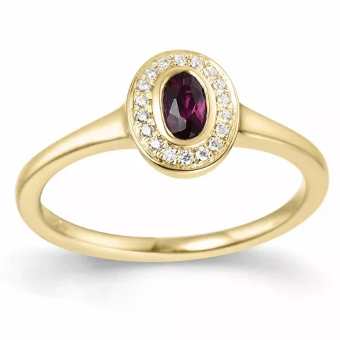 ovale robijn diamant ring in 14 karaat goud 0,35 ct 0,072 ct