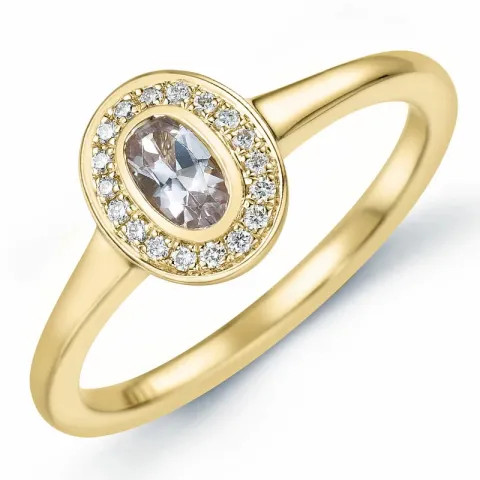 ovale morganiet briljant ring in 14 karaat goud 0,18 ct 0,072 ct