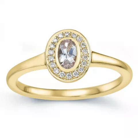 ovale morganiet briljant ring in 14 karaat goud 0,18 ct 0,072 ct