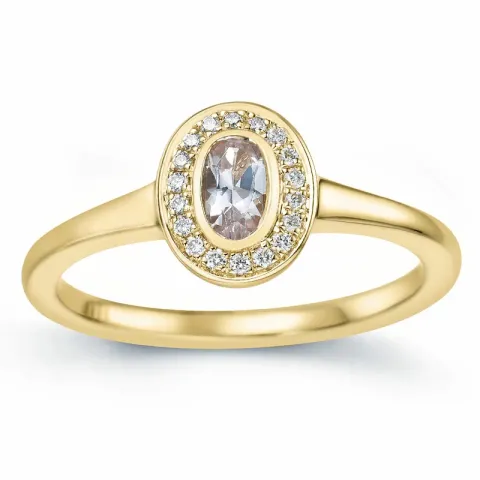 ovale morganiet briljant ring in 14 karaat goud 0,18 ct 0,072 ct