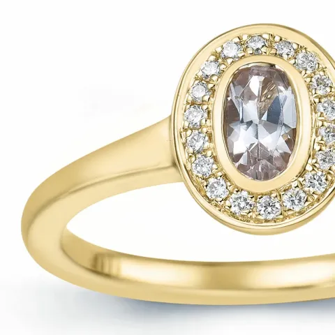 ovale morganiet briljant ring in 14 karaat goud 0,18 ct 0,072 ct