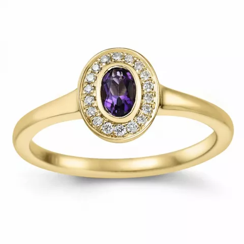 ovale amethist diamant ring in 14 karaat goud 0,25 ct 0,072 ct