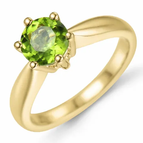 groen peridoot solitaire ring in 14 karaat goud 1,27 ct