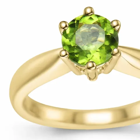 groen peridoot solitaire ring in 14 karaat goud 1,27 ct