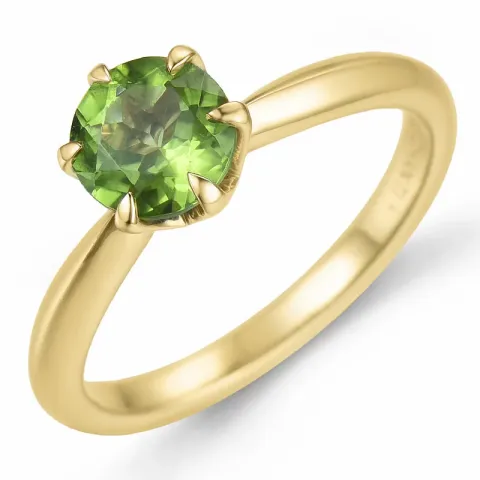 groen peridoot solitaire ring in 14 karaat goud 1,27 ct