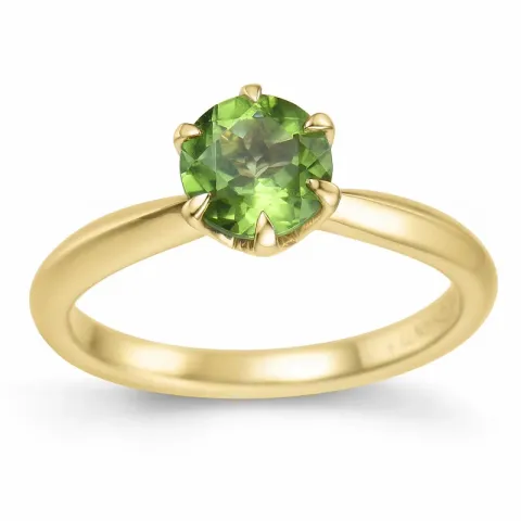 groen peridoot solitaire ring in 14 karaat goud 1,27 ct