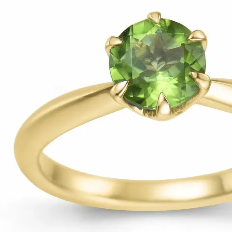 groen peridoot solitaire ring in 14 karaat goud 1,27 ct