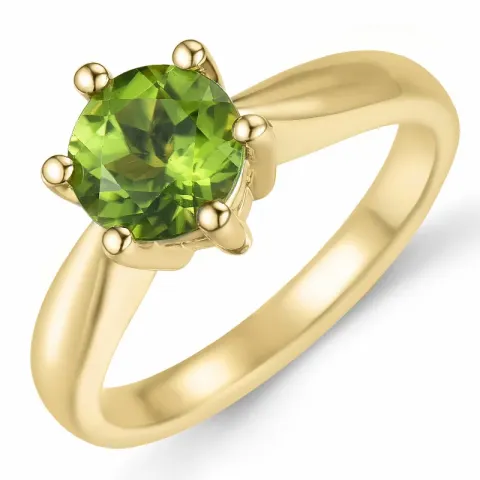 groen peridoot solitaire ring in 14 karaat goud 1,55 ct