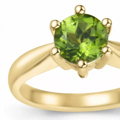 groen peridoot solitaire ring in 14 karaat goud 1,55 ct