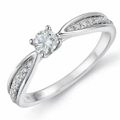diamant ring in 14 karaat witgoud 0,20 ct 0,132 ct