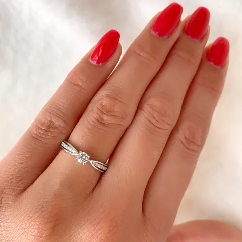 diamant ring in 14 karaat witgoud 0,20 ct 0,132 ct