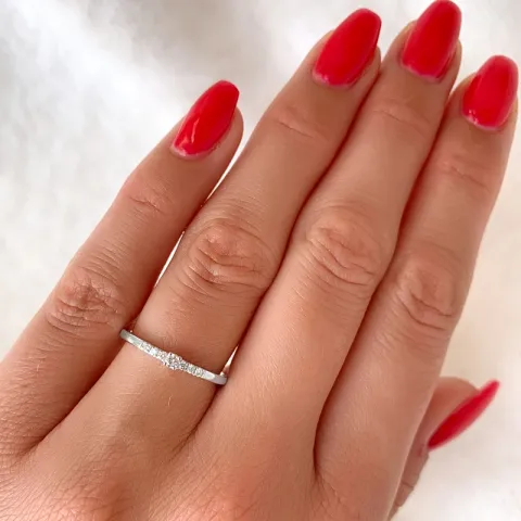 diamant ring in 14 karaat witgoud 0,04 ct 0,06 ct