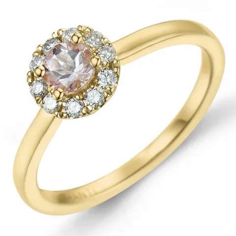 rond morganiet diamant ring in 14 karaat goud 0,22 ct 0,15 ct