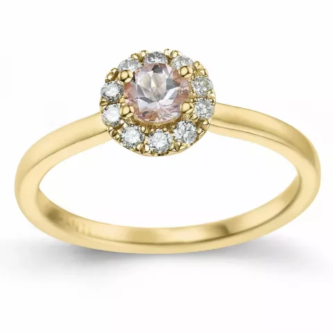 rond morganiet diamant ring in 14 karaat goud 0,22 ct 0,15 ct