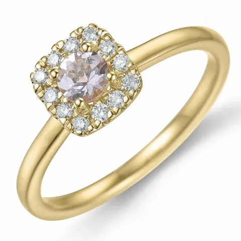 vierkant morganiet diamant ring in 14 karaat goud 0,22 ct 0,14 ct