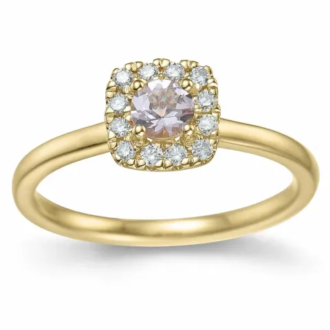 vierkant morganiet diamant ring in 14 karaat goud 0,22 ct 0,14 ct